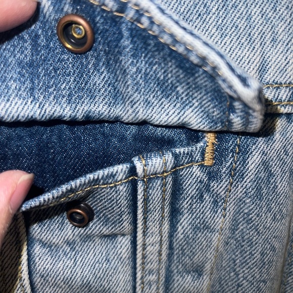 LEVI’S PREMIUM Sherpa Denim Jean Jacket Sz XS *spots - Picture 4 of 13